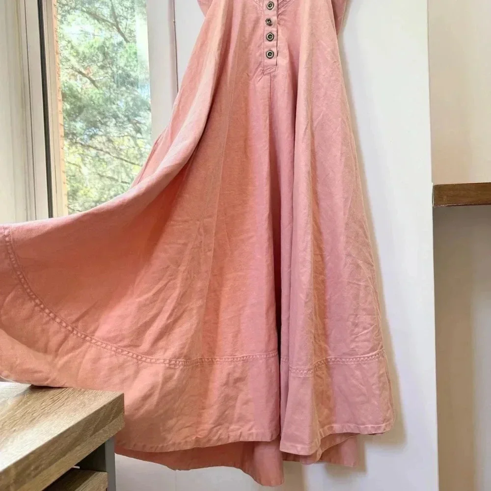 New Free People Stars Align Western Buckle Midi Dress Pink Size 6